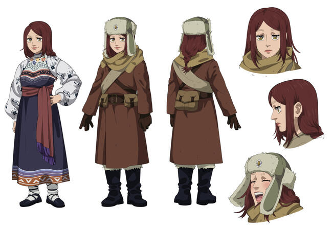 canon timeline outfits! art by @r.rabbiitt on instagram. fun fact - the coat and hat outfit were from when katya's backstory was that she was a russian huntress.